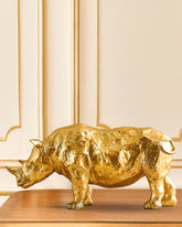 Alamkari India Polyresin Decorative Gold Polyresin Rhinocerous Figurine